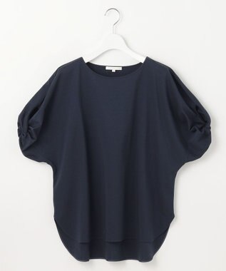 自由区 【接触冷感・UVカット・吸水速乾・抗菌防臭・洗える】ハイツイストポンチスリーブディティール カットソー ネイビー