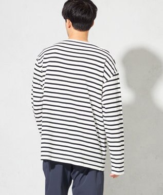 SHARE PARK MENS 【UNISEX】ボートネックボーダーＴシャツ（L・XLサイズ） ブラック系1オフ×ブラックボーダー