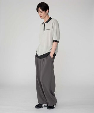 WEGO 【ユニセックス着用ITEM/MLサイズ展開】ワンポイントニットポロシャツ（SS） ライトグレー