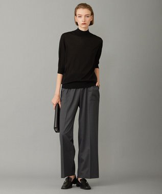 ICB 【洗える】 ウールアセテートハイゲージ ハイネックプルオーバー ブラック系