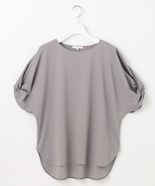 自由区 S 【接触冷感・UVカット・吸水速乾・抗菌防臭・洗える】ハイツイストポンチスリーブディティール カットソー モスグレー