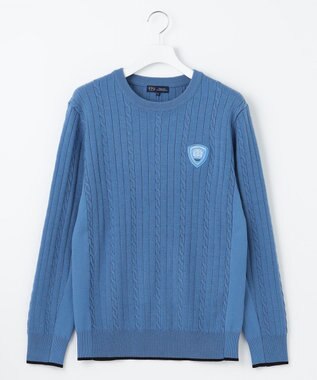 23区GOLF 【MEN】【ウォッシャブル】ストレッチ カラーニット サックスブルー系