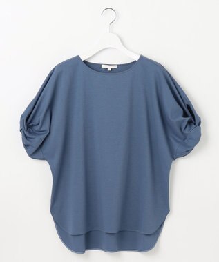 自由区 S 【接触冷感・UVカット・吸水速乾・抗菌防臭・洗える】ハイツイストポンチスリーブディティール カットソー ブルーグレー