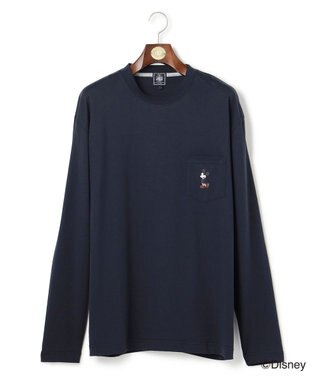 J.PRESS MEN 【DISNEY COLLECTION】【UNISEX】ワンポイントロングスリーブ Tシャツ / ミッキーマウス ネイビー系