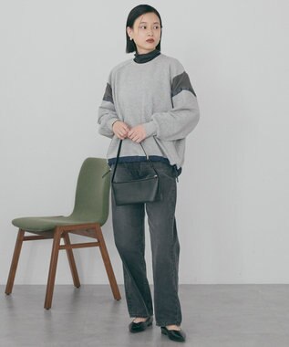 AMERICAN HOLIC 異素材ドロスト配色プルオーバー Gray Mixture