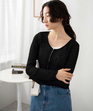 WEGO 【紫外線対策】シアーカーディガン ブラック