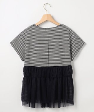 組曲 【先行予約】GIZAコットンチュールコンビ カットソー ネイビー×オフ系2