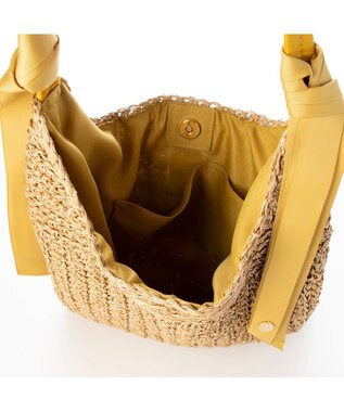 UNBILLION カシュカシュ cachecache / 下がりグログラン柄編みトートバッグ マスタード