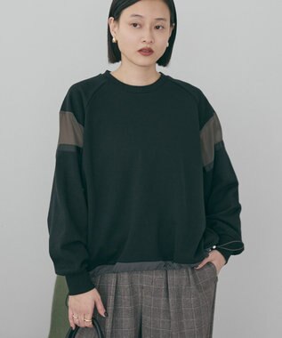 AMERICAN HOLIC 異素材ドロスト配色プルオーバー Black