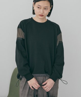 AMERICAN HOLIC 異素材ドロスト配色プルオーバー Black