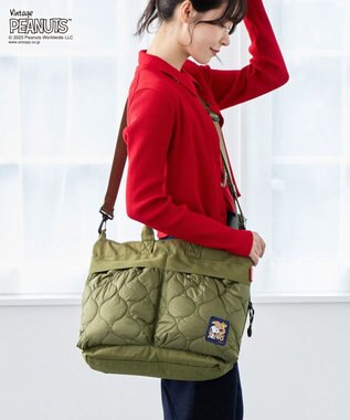 ROOTOTE 8456【スヌーピー】IP.A4アーキャトルワイド.パフ.ピーナッツ-0R 02：カーキ