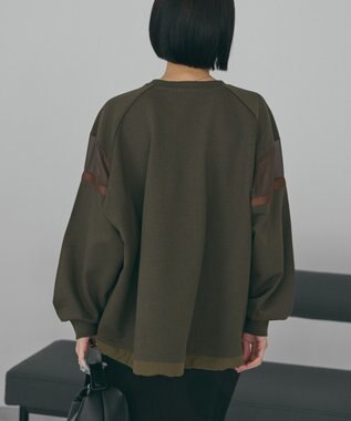 AMERICAN HOLIC 異素材ドロスト配色プルオーバー Khaki