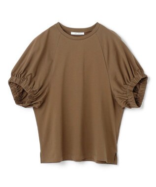 BEIGE， 【洗える】STOCK / オーガニックコットン半袖ギャザートップス Khaki