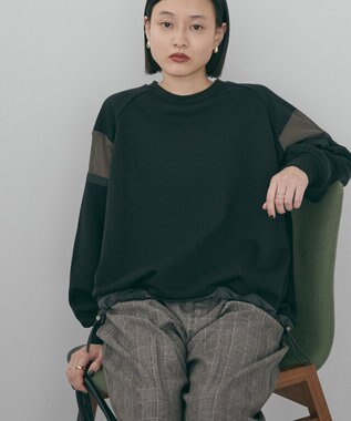 AMERICAN HOLIC 異素材ドロスト配色プルオーバー Black