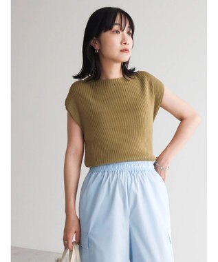 Green Parks ・Ｐｅｔｉｔ　Ｆｌｅｕｒ　フレンチスリーブリブニット Khaki