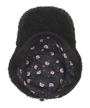 MOONBAT PAUL & JOE ACCESSOIRES ネコワッペン付ボアキャップ ブラック