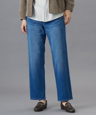 J.PRESS LADIES S 【洗える】裏起毛ストレッチ デニム パンツ ユーズド系