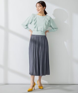 組曲 【洗える】Elenaラッフル ニット グリーン系