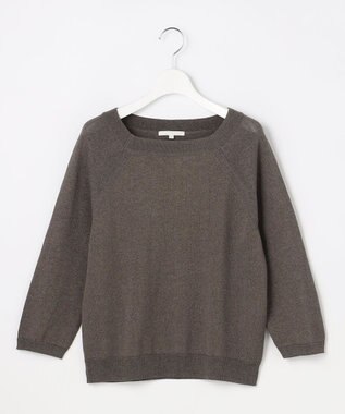 自由区 【アンサンブル対応】ペーパーコットンスクエアネックニット プルオーバー ブラウン