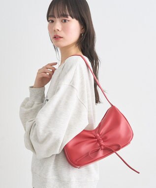 earth music&ecology リボンドロストハンドバッグ Red