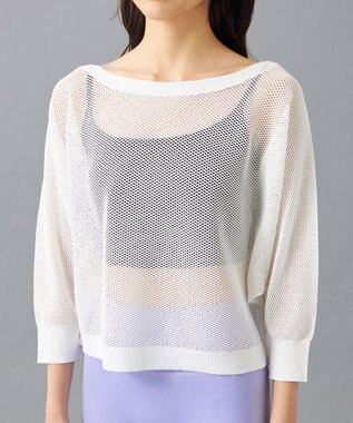 Chacott 【ノーソーイングニット】7分袖メッシュニットTシャツ ホワイト