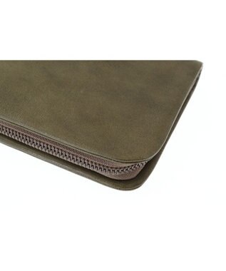 genten ゴートベーシック ラウンド長財布 カーキ