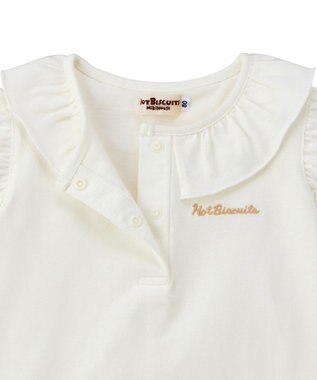 MIKI HOUSE HOT BISCUITS 【70-110cm】 天竺素材 フリル 半袖Tシャツ 白