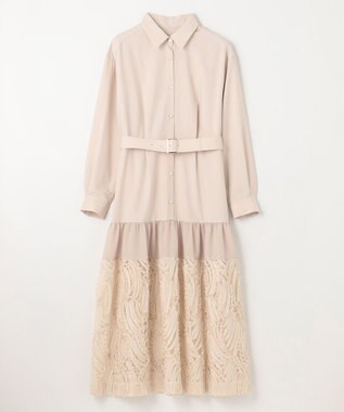 GRACE CONTINENTAL 刺繍ヘムシャツワンピース ベージュ