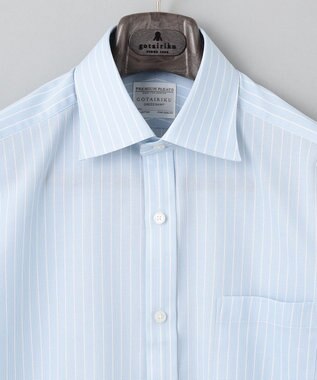 GOTAIRIKU 春夏向け【形態安定】SUMMERPREMIUMPLEATS_スモールワイドカラー 半袖ドレスシャツ（ストライプ/チェック） サックスブルー系1