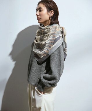 23区 L 【洗える】スパンコールバルキー クロップド ニット グレー系