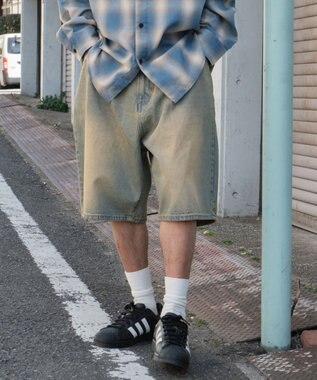 WEGO イージーバギーデニムショーツ デニム淡加工色