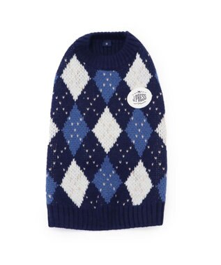 PET PARADISE J.PRESS アーガイルニット 小型犬 紺(ネイビー・インディゴ)