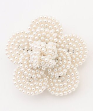 組曲 カメリアビーズブローチ アイボリー系