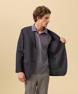 J.PRESS MEN 【SHACKET】ブラックウォッチ サマーダブルフェイス ジャケット ネイビー系