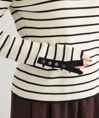 Green Parks 袖口金釦リブニットプルオーバー Border