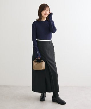 Green Parks 袖口金釦リブニットプルオーバー Dark Navy