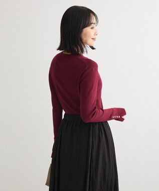 Green Parks 袖口金釦リブニットプルオーバー Bordeaux