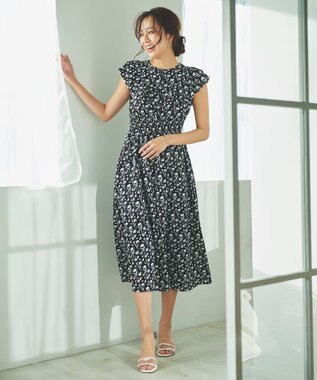 Feroux 【美人百花7月号掲載】フラワープリント ワンピース ブラック系9