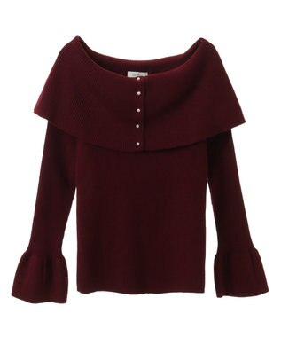 earth music&ecology ２Ｗａｙオフショルニットプルオーバー Red