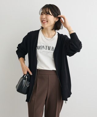 Green Parks アンチピリングゆるｚｉｐカーディガン Black