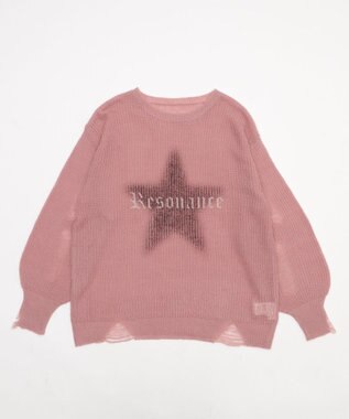 WEGO モヘアタッチスターBIGニット ピンク