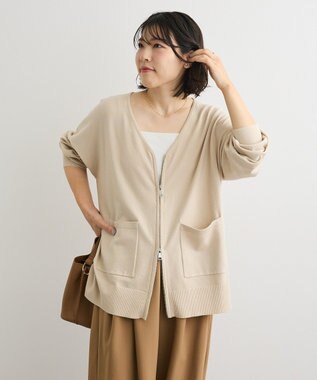 Green Parks アンチピリングゆるｚｉｐカーディガン Light Beige