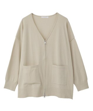 Green Parks アンチピリングゆるｚｉｐカーディガン Light Beige