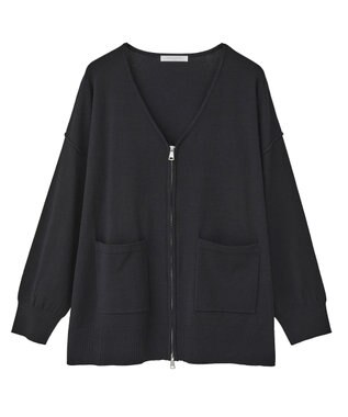Green Parks アンチピリングゆるｚｉｐカーディガン Black