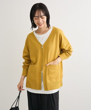 Green Parks アンチピリングゆるｚｉｐカーディガン Lime Green