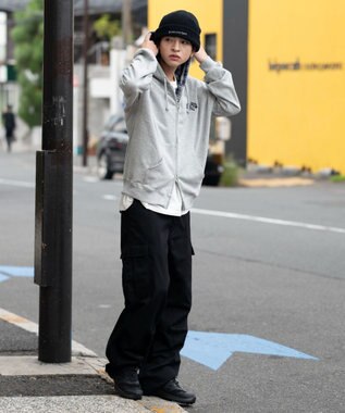 WEGO 【ユニセックス着用ITEM/MLサイズ展開】チェックZIPパーカー 杢グレー