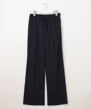 23区 【洗える】リネンレーヨンストレッチ ドロスト パンツ ネイビー系