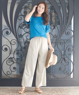 ANY 【ウエストゴム/UVケア/接触冷感】清涼リラックスワイドパンツ サンドベージュ