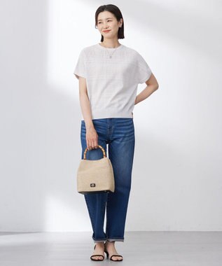 J.PRESS LADIES 【2way】 バンブー カゴ バッグ ナチュラル×ブラック系