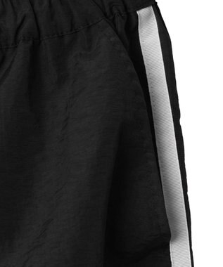 WEGO 【ウエストゴム】ラインリボンデザインナイロンバンツ ブラック